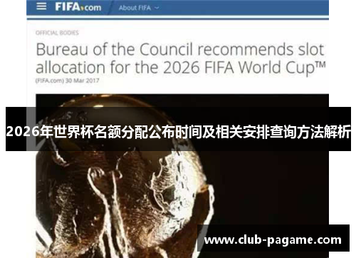 2026年世界杯名额分配公布时间及相关安排查询方法解析