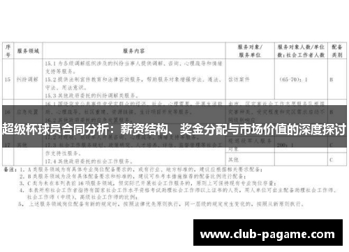 超级杯球员合同分析：薪资结构、奖金分配与市场价值的深度探讨
